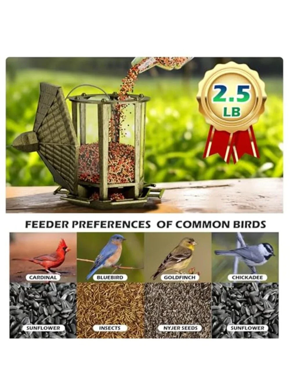 New 2 Pack Bird Feeders for Outdoor, Retro Pagoda Design Fun Installation